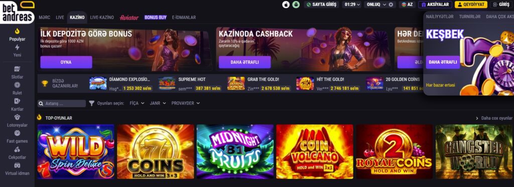 Betandreas Kazino Azərbaycan – onlayn casino oyunları, bonuslar və Aviator mərcləri