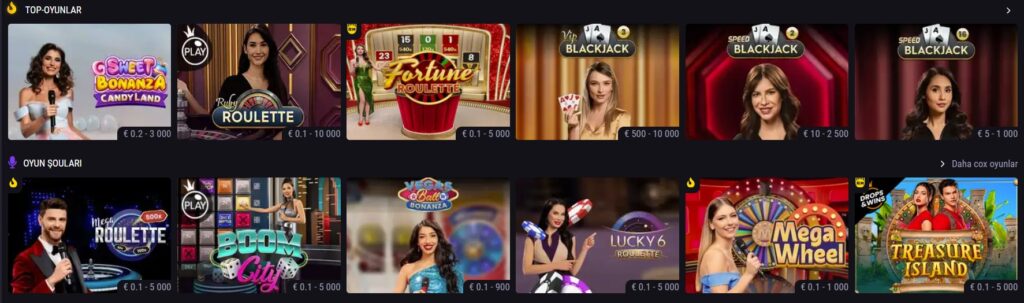 Betandreas slot oyunları, masa oyunları və canlı kazino bölməsi